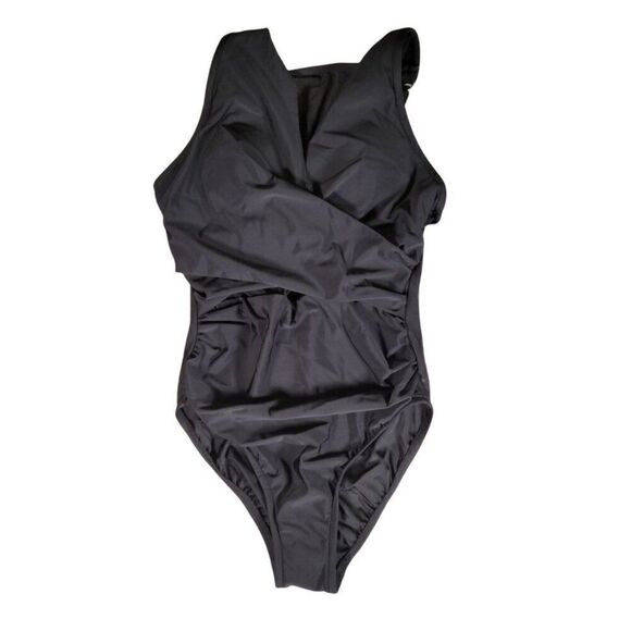 Aqua Green Women's Mesh Insert Black One Piece Swimsuit Sz S - Picture 1 of 11